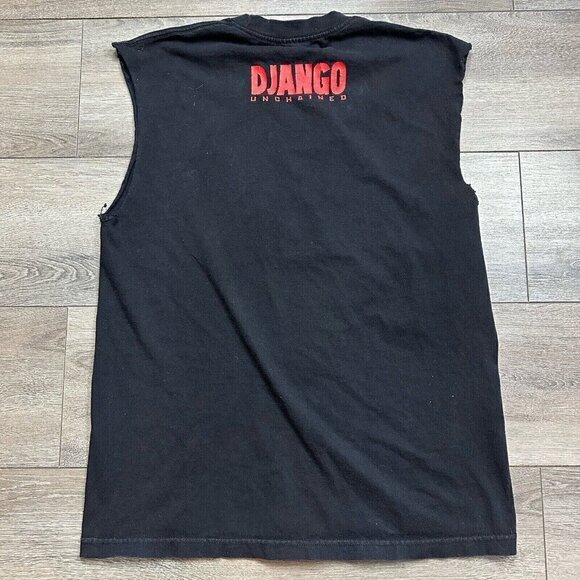 Rare Django Unchained Movie Promo T-Shirt Size L Black Tarantino cut sleeves - Picture 2 of 5